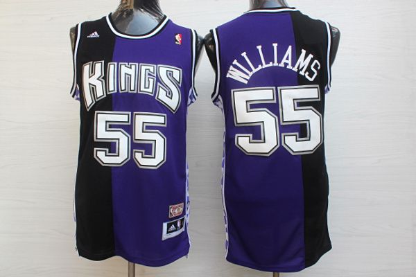 Men Sacramento Kings 55 Williams Black purple Throwback NBA Jerseys